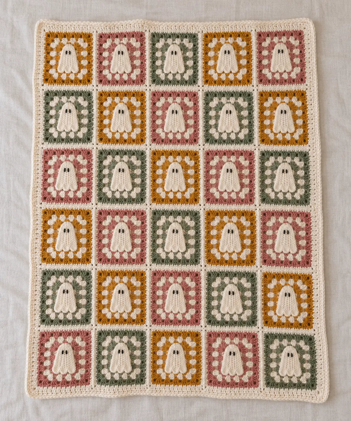 Sunny Boo — Ghost Granny Square & Blanket Crochet Pattern
