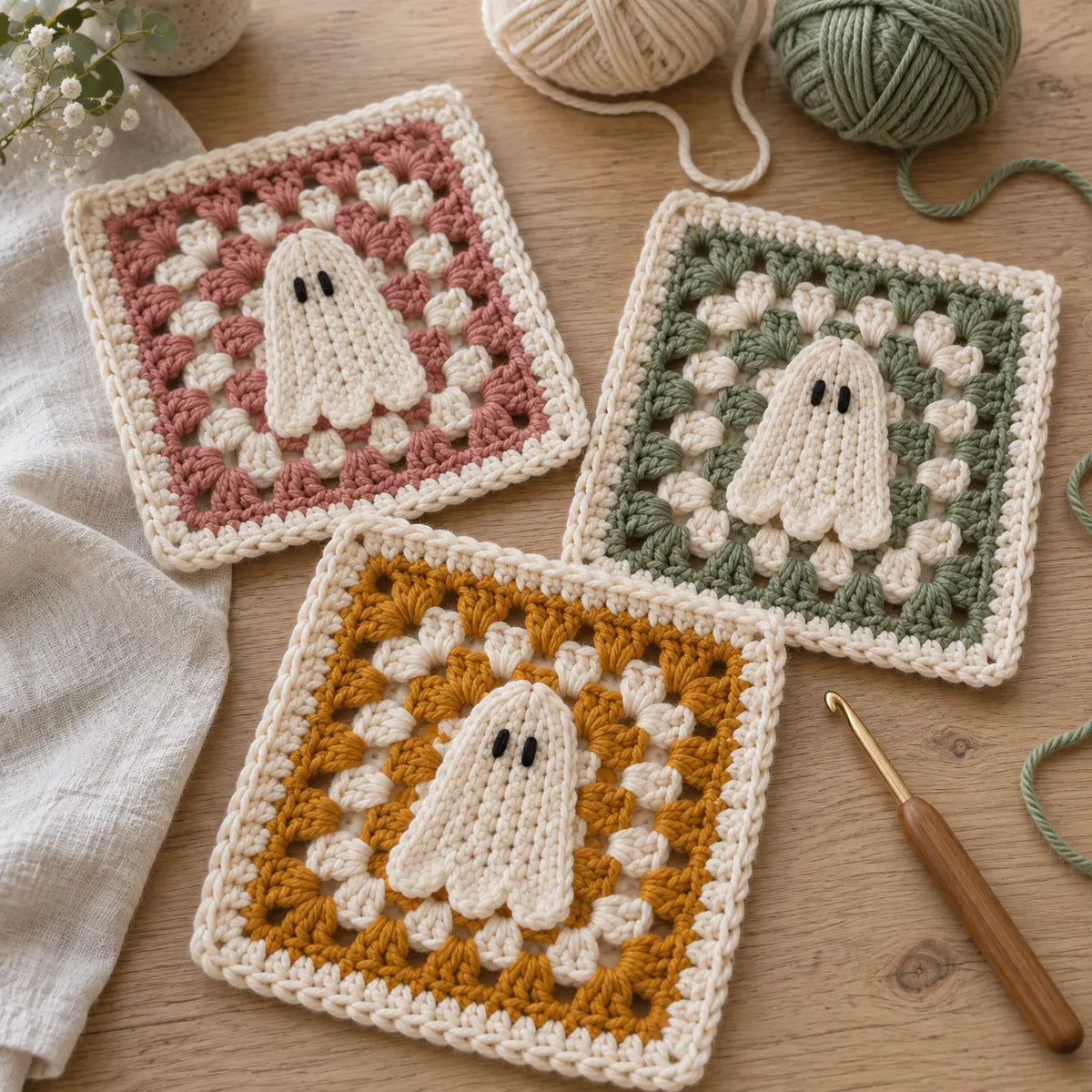Sunny Boo — Ghost Granny Square & Blanket Crochet Pattern